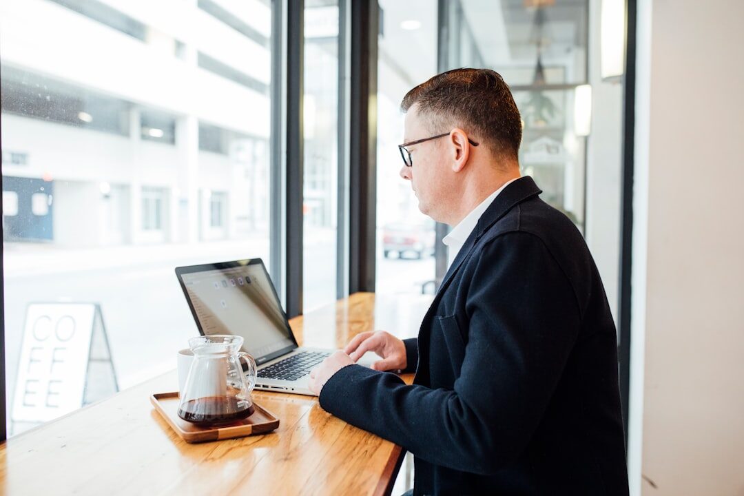 businessman using laptop for networking