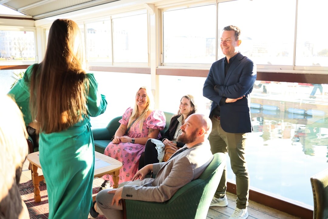 Belgian business professionals shaking hands at a networking event