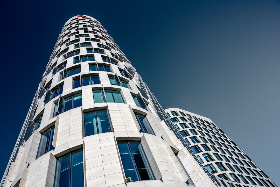 Modern office building exterior in Brussels business district